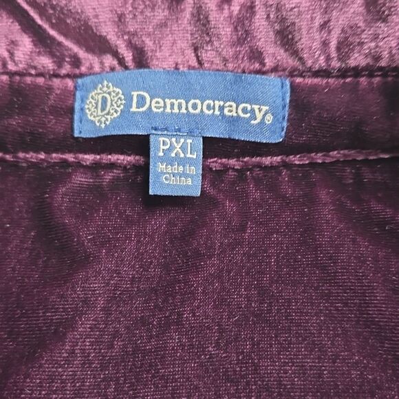 810 NWT Democracy Long French Cuff Sleeve Button Down Velvet Woven Shirt PXL - Picture 4 of 8